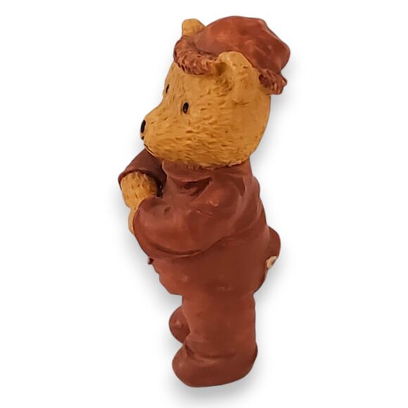 Lot of 3 Vintage Resin Teddy Bear Figurines Kitsch 80s 90s Decor Overalls PJs - Picture 13 of 16